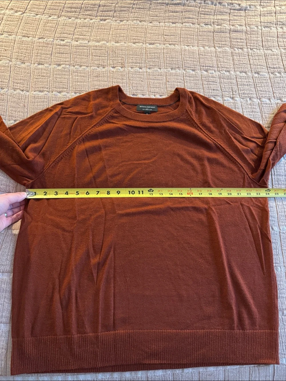 Banana Republic Men's XL 100% Merino Wool Burnt Orange Crewneck Sweater